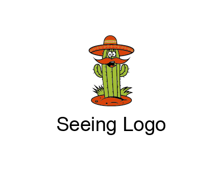 cactus with sombrero and mustache illustration