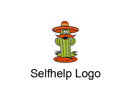 cactus with sombrero and mustache illustration
