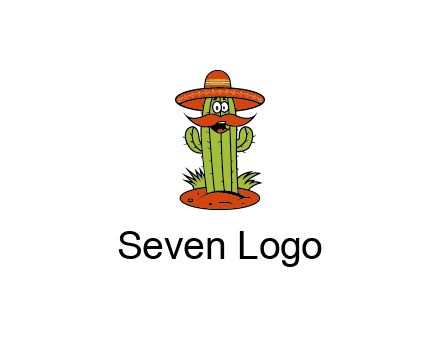 cactus with sombrero and mustache illustration