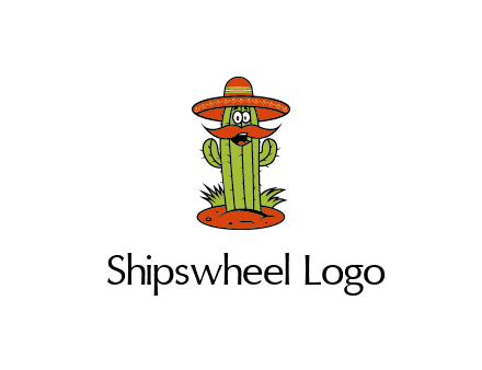 cactus with sombrero and mustache illustration