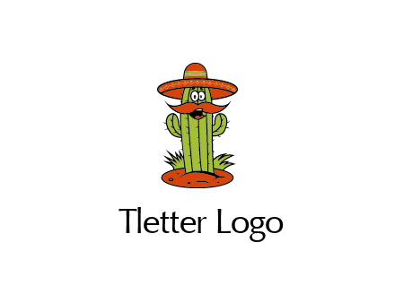 cactus with sombrero and mustache illustration