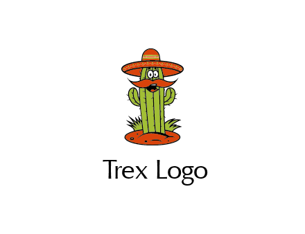 cactus with sombrero and mustache illustration