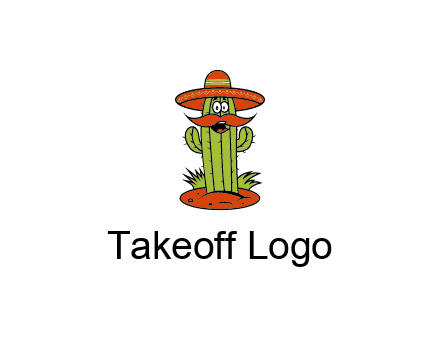 cactus with sombrero and mustache illustration