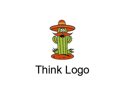 cactus with sombrero and mustache illustration