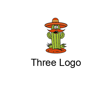 cactus with sombrero and mustache illustration