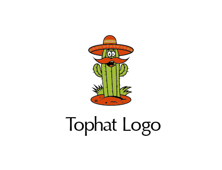 cactus with sombrero and mustache illustration