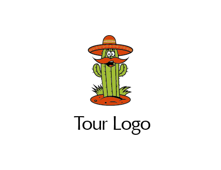 cactus with sombrero and mustache illustration
