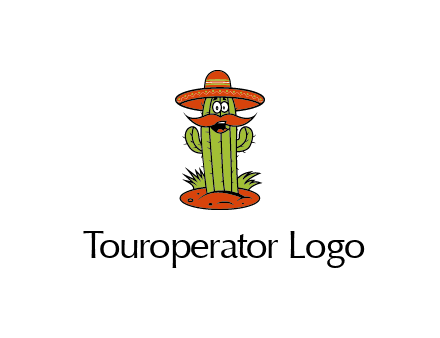 cactus with sombrero and mustache illustration