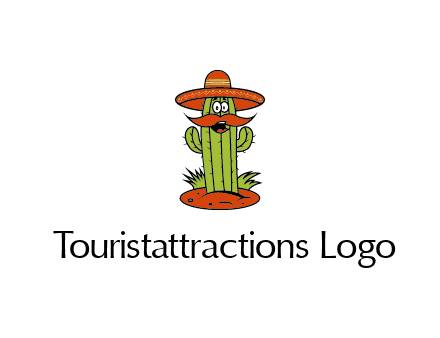 cactus with sombrero and mustache illustration