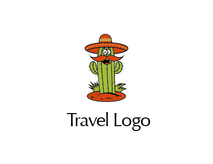 cactus with sombrero and mustache illustration
