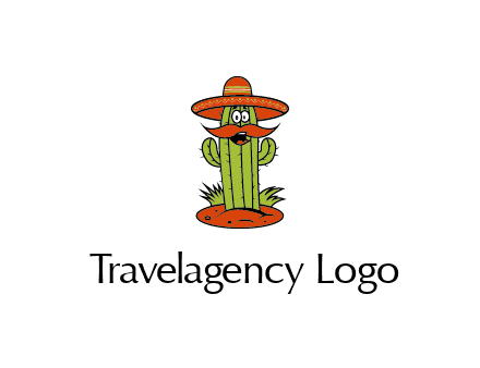 cactus with sombrero and mustache illustration