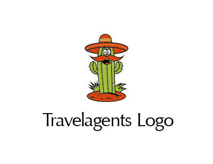 cactus with sombrero and mustache illustration