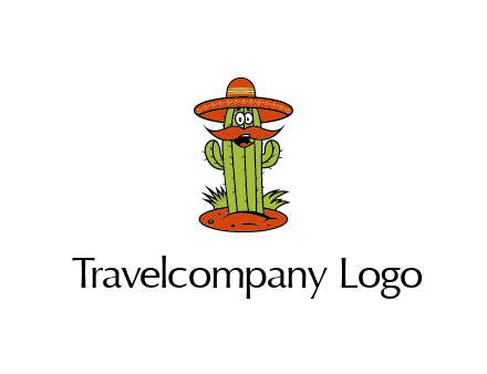 cactus with sombrero and mustache illustration