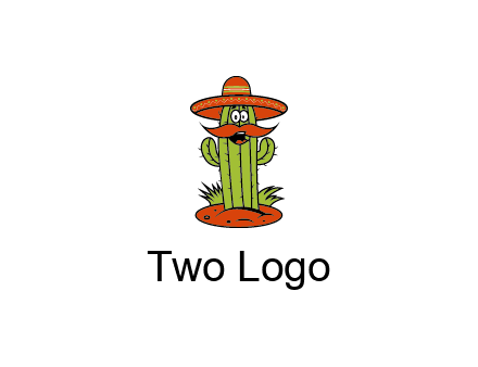 cactus with sombrero and mustache illustration