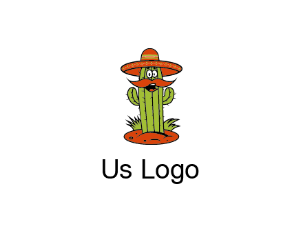 cactus with sombrero and mustache illustration