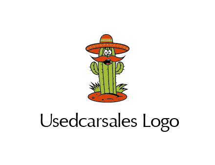 cactus with sombrero and mustache illustration