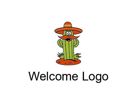 cactus with sombrero and mustache illustration