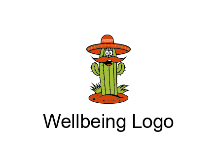 cactus with sombrero and mustache illustration