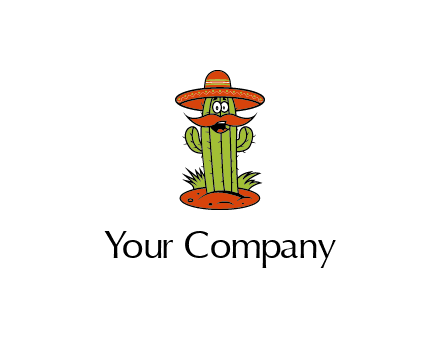 cactus with sombrero and mustache illustration