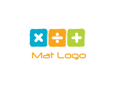 mathematical symbols in squares shape logo