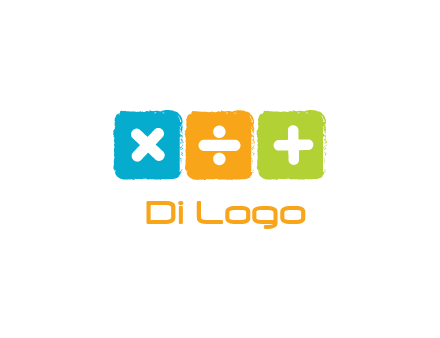 mathematical symbols in squares shape logo