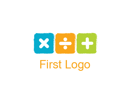 mathematical symbols in squares shape logo