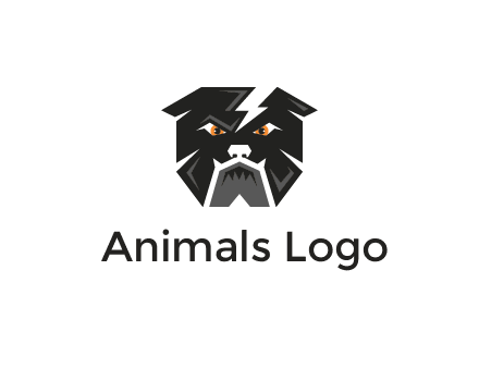aggressive bulldog with lightning on head illustration