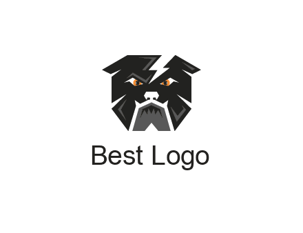 aggressive bulldog with lightning on head illustration