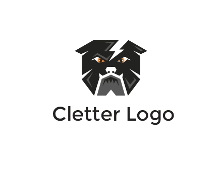 aggressive bulldog with lightning on head illustration