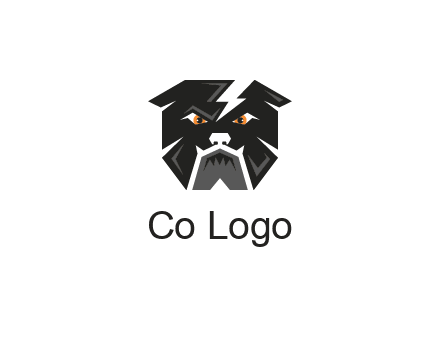 aggressive bulldog with lightning on head illustration