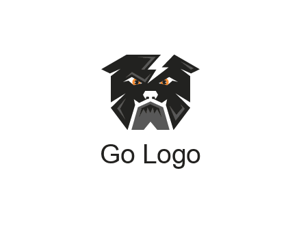 aggressive bulldog with lightning on head illustration
