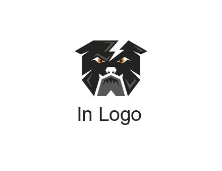 aggressive bulldog with lightning on head illustration