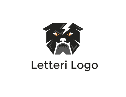 aggressive bulldog with lightning on head illustration