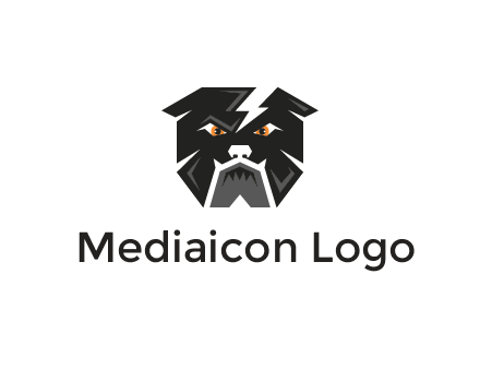 aggressive bulldog with lightning on head illustration