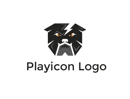 aggressive bulldog with lightning on head illustration