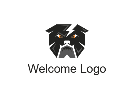 aggressive bulldog with lightning on head illustration