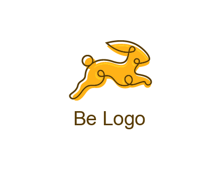 jumping rabbit outline logo