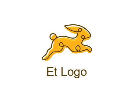 jumping rabbit outline logo