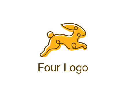 jumping rabbit outline logo