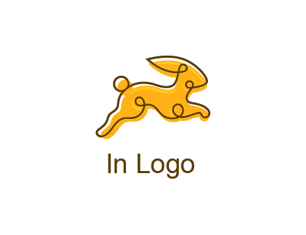 jumping rabbit outline logo