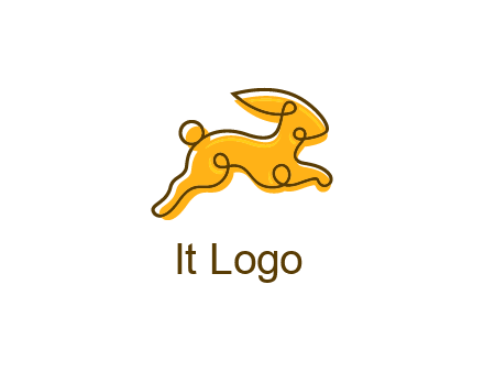 jumping rabbit outline logo