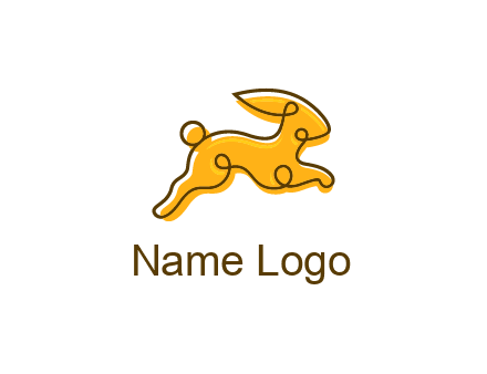 jumping rabbit outline logo