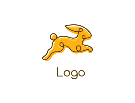 jumping rabbit outline logo
