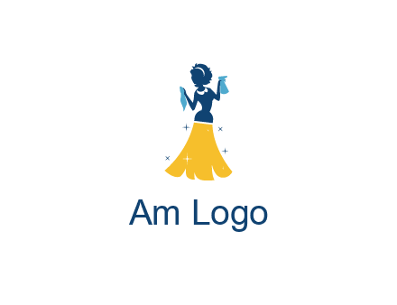 cleaning woman with broom logo
