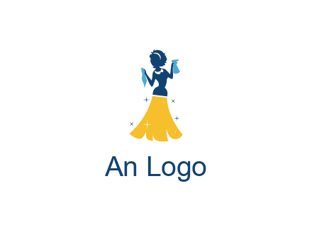 cleaning woman with broom logo
