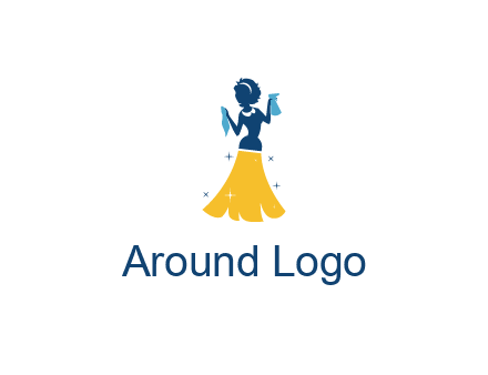 cleaning woman with broom logo