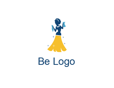 cleaning woman with broom logo