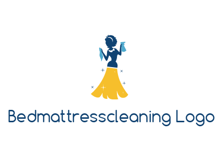 cleaning woman with broom logo