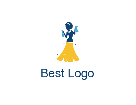 cleaning woman with broom logo