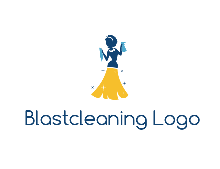 cleaning woman with broom logo